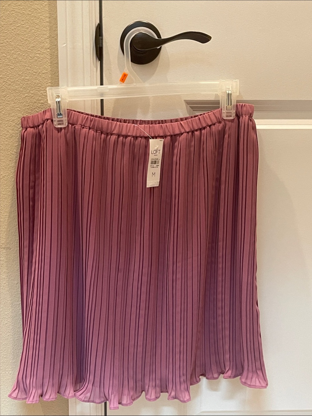 LOFT Pink Pleated Midi Skirt